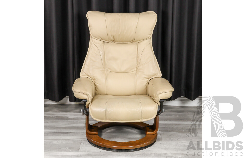 Modern Leather Recliner and Footstool by Recline & Relax Furniture