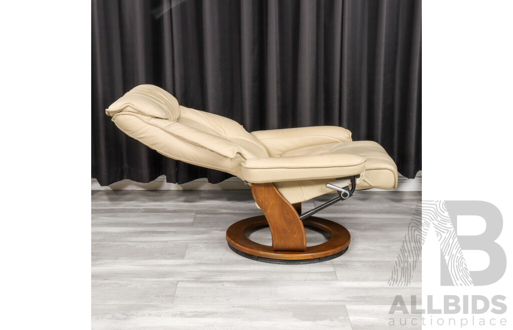 Modern Leather Recliner and Footstool by Recline & Relax Furniture