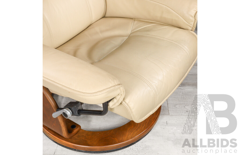 Modern Leather Recliner and Footstool by Recline & Relax Furniture