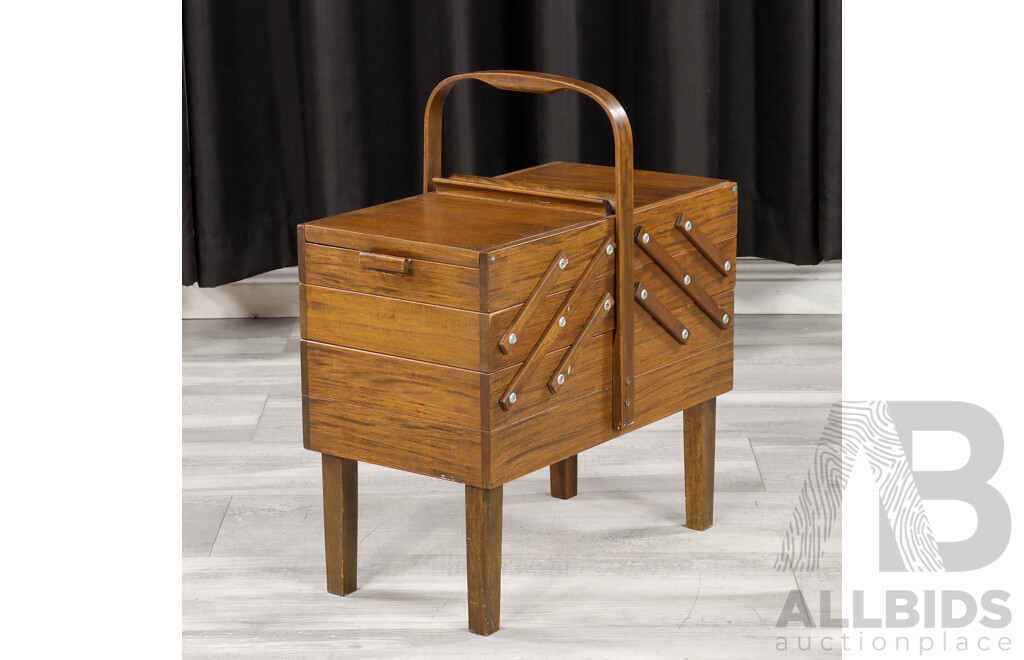 Elevated Timber Concertina Sewing Box by Singer