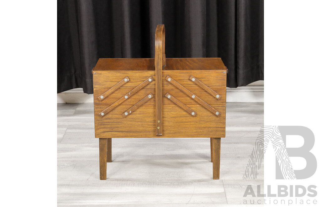 Elevated Timber Concertina Sewing Box by Singer