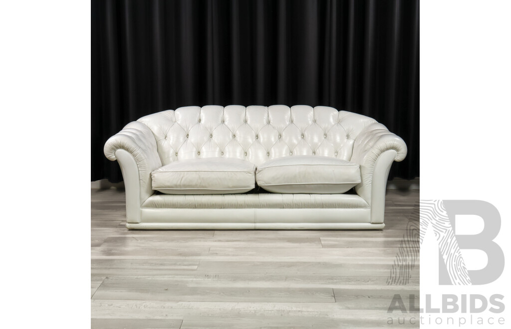 White Leather Chesterfield Style Lounge by Moran Furniture