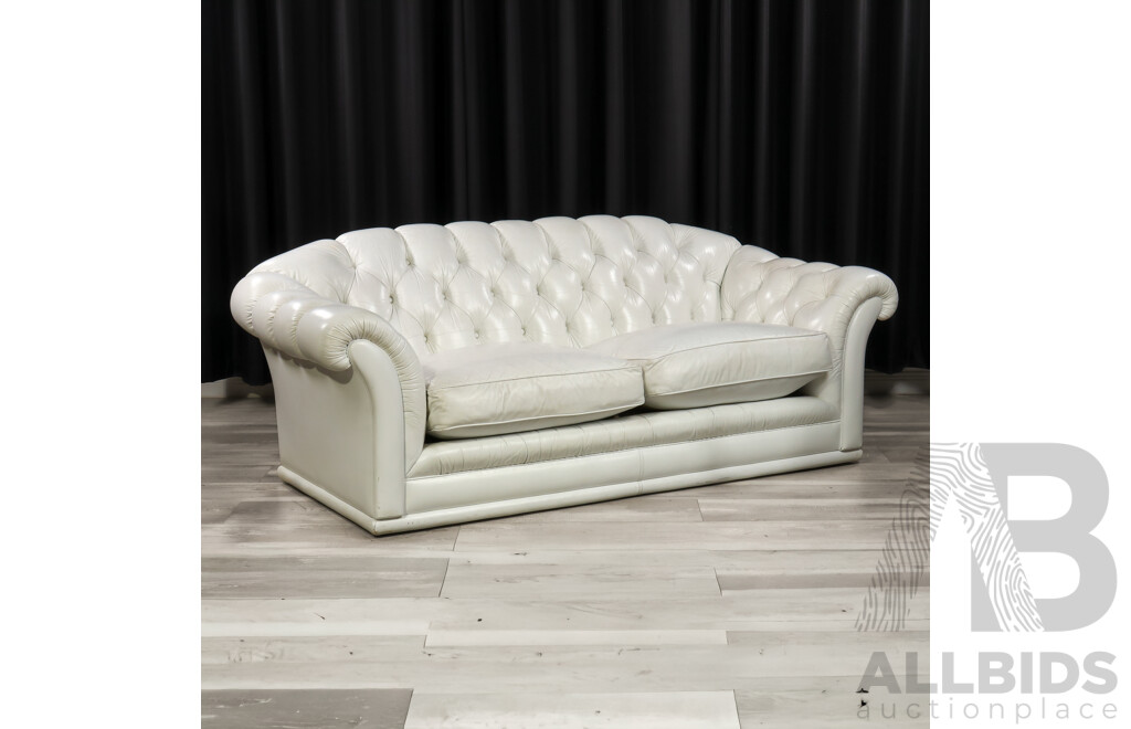 White Leather Chesterfield Style Lounge by Moran Furniture