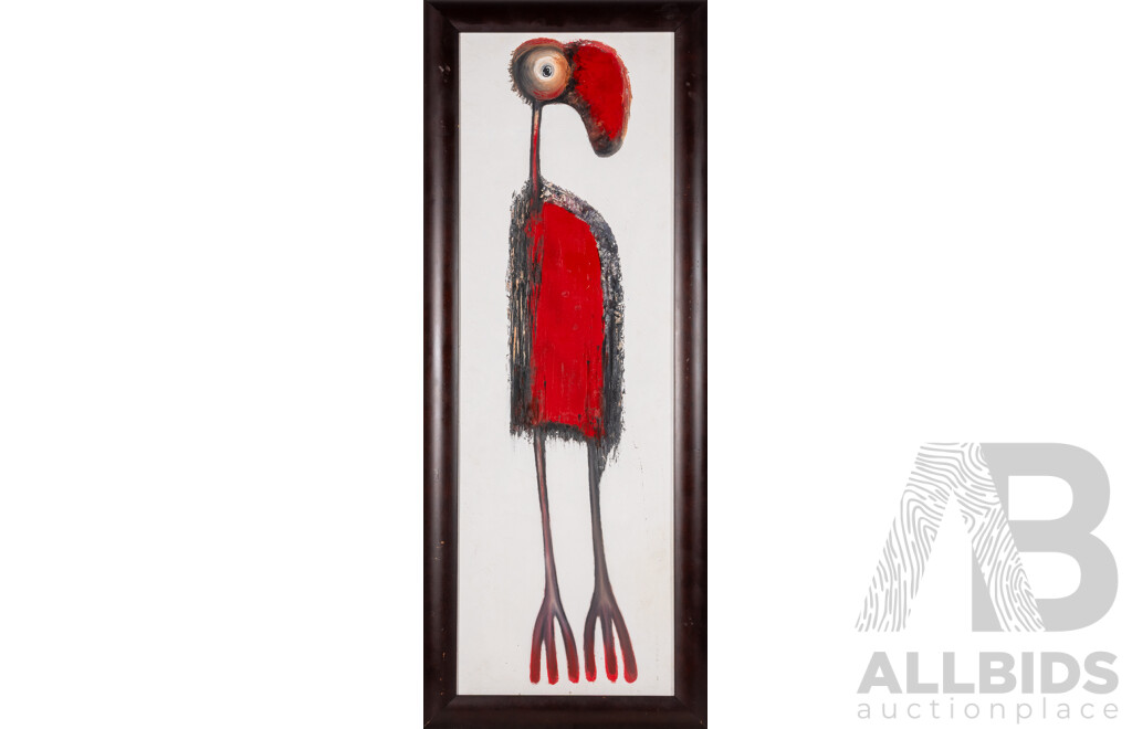 (Possibly) Janet Waring (20th Century), Odd Bird, Oil on Canvas, 99 x 39 cm (frame)