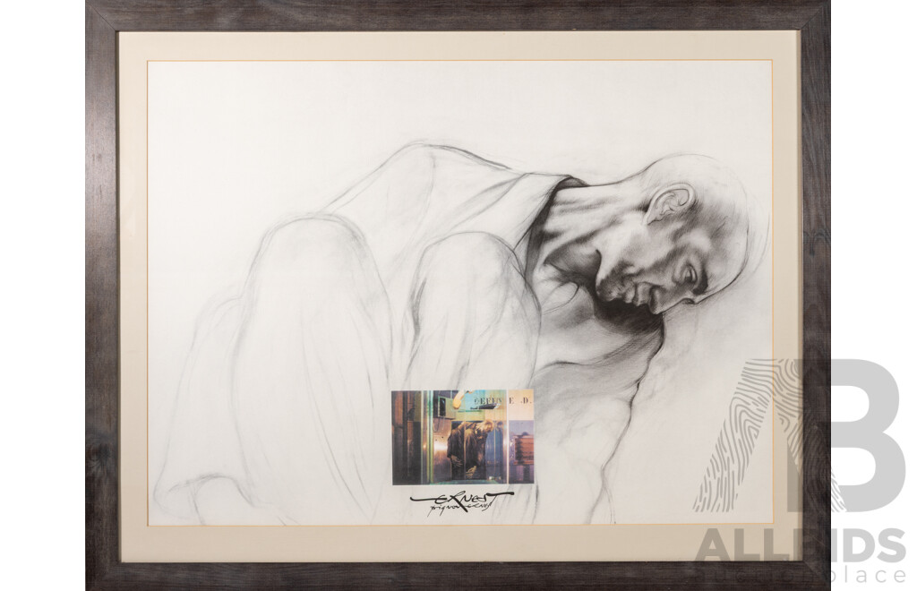 Ernest Pignon-Ernest, (20th Century, French, 1942-), Wonderful Original Colour Poster From Original Charcoal Drawing From Telephone Booth Series, 75 x 94 cm (frame)