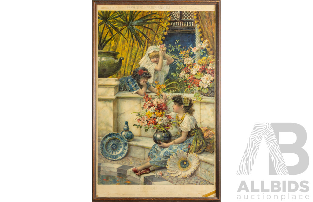 William Stephen Coleman, (19th/20th Centuries, British, 1827-1906), Flowers of the East, 1895 Colour Print for the Pears Annual, 81 x 52 cm (frame)