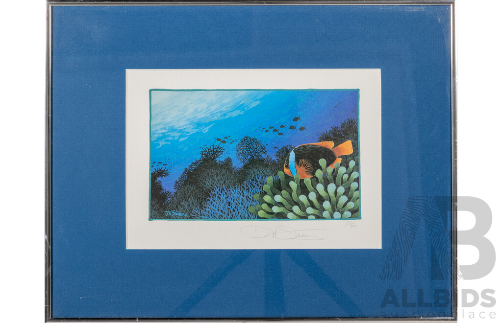 David H. Stacey, (20th Century, Australian, 1961), Clown Fish, Nice Original Limited Edition & Signed Colour Print After Original, 32 x 41 cm (frame)