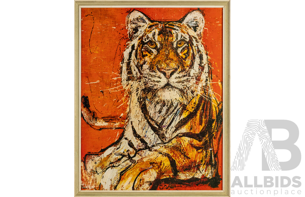 Fritz Rudolf Hug (20th Century, Swiss, 1921-1989), Tiger, Mid-Century Reproduction Colour Print After Original on Board