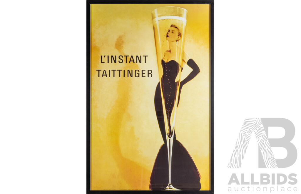 L'Instant Taittinger, Nice Colour Poster Print After Original Vintage Lithographs (c1980s), 58 W X 90 H Cm (frame)