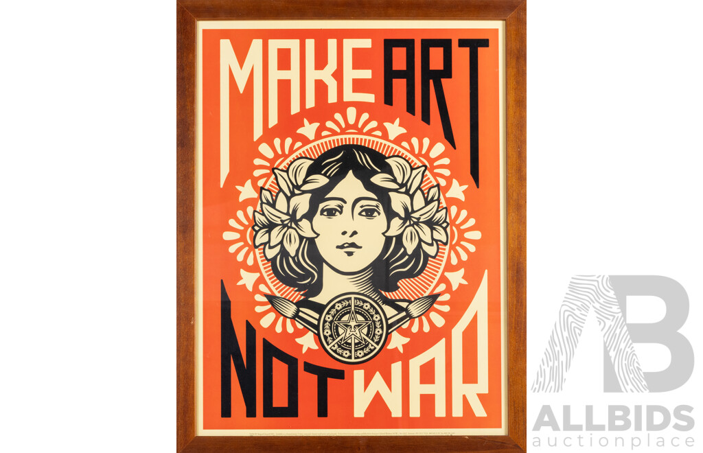 Shepard Fairey, (20th Century, American, 1970-), Make Art Not War (2005), Original Poster Print, 66H x 51W cm (frame)