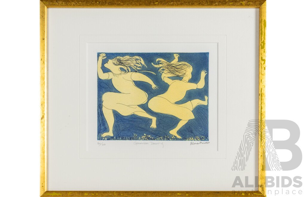Charles Blackman (20th Century, Australian, 1928-2018), Genevieve Dancing, Editioned & Signed Original Colour Etching, 44H x 51W cm (frame)