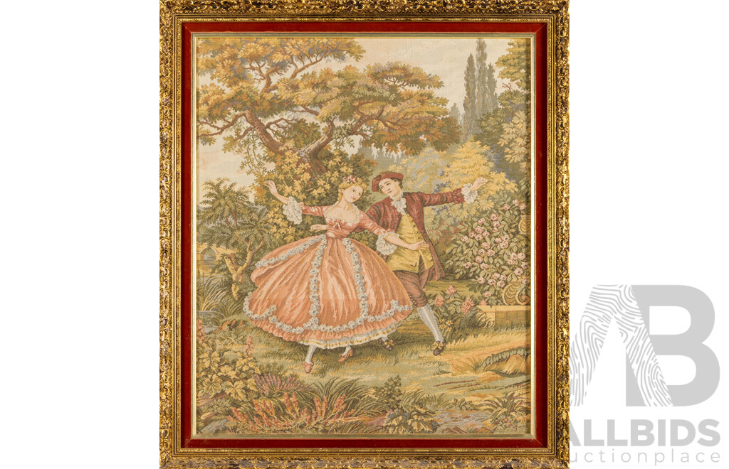 Artist Unknown, (20th Century), The Garden Dance, Vintage Jacquard Woven Tapestry,