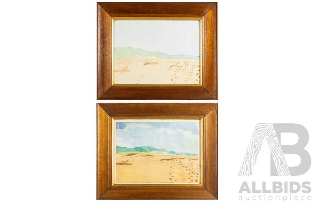 Artist Unknown (20th Century), Coastal Scene I and II, Vintage Pair of Watercolours, 56W x 69W cm (frames) (2)