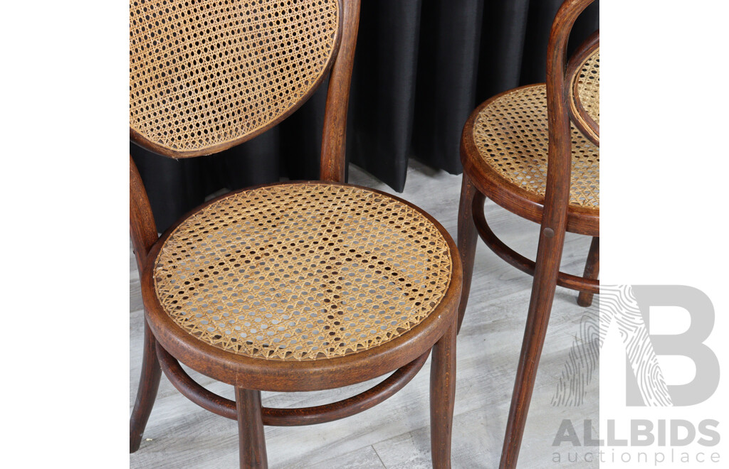 Pair of Bentwood Dining Chairs with Rattan Seats