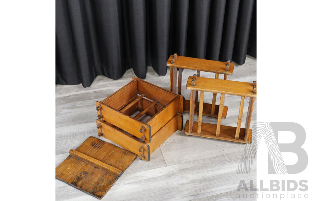 Vintage Japanese Elm Four Tier Steamer
