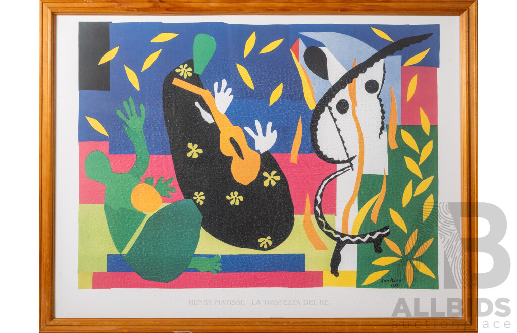 Henry Matisse, (20th Century, French, 1869-1954), La Tristezza Del Re [Sadness of the King] (1952), Reproduction Colour Print of Original Gouache & Paper Collage, 65 x 85 cm (frame)