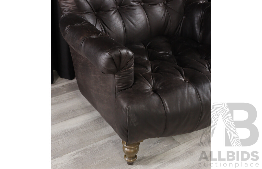 Vintage Buttoned Back Leather Armchair