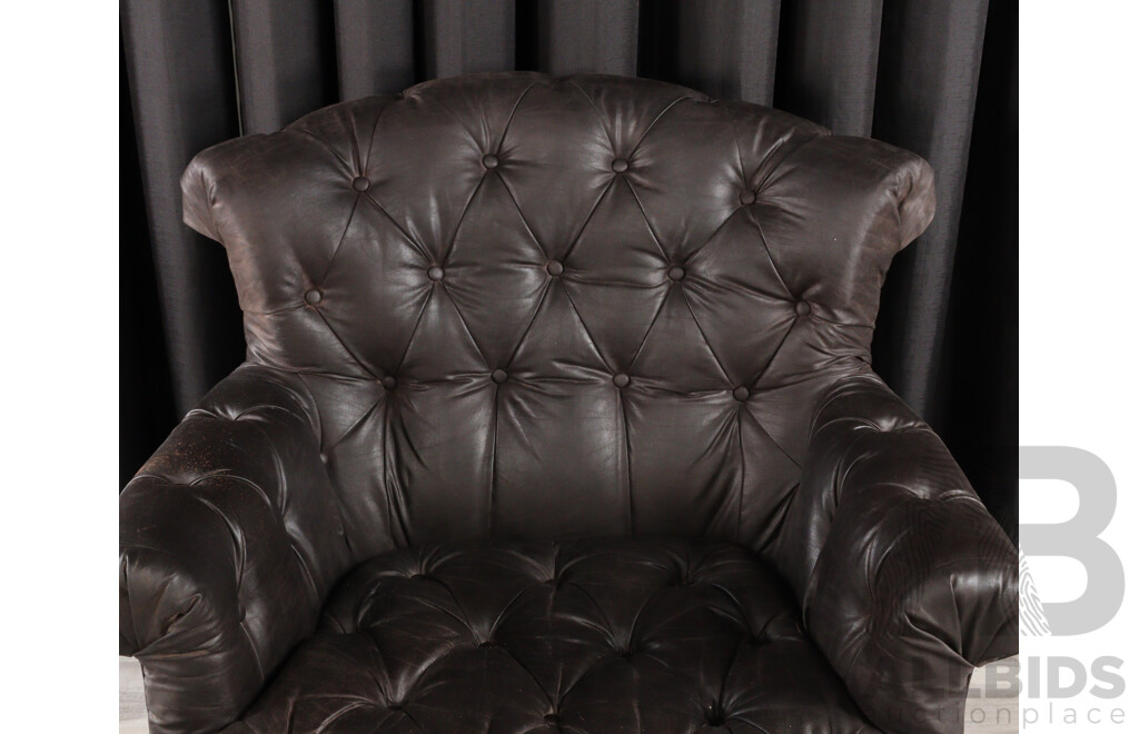 Vintage Buttoned Back Leather Armchair