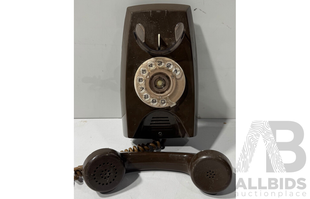 Vintage Australian Brown Rotary Dial Telephone