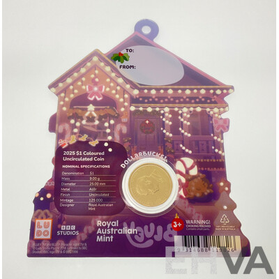 Australian RAM 2025 KCIII UNC Commemorative One Dollar Coin, Christmas Bluey Buck