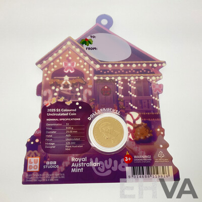 Australian RAM 2025 KCIII UNC Commemorative One Dollar Coin, Christmas Bluey Buck