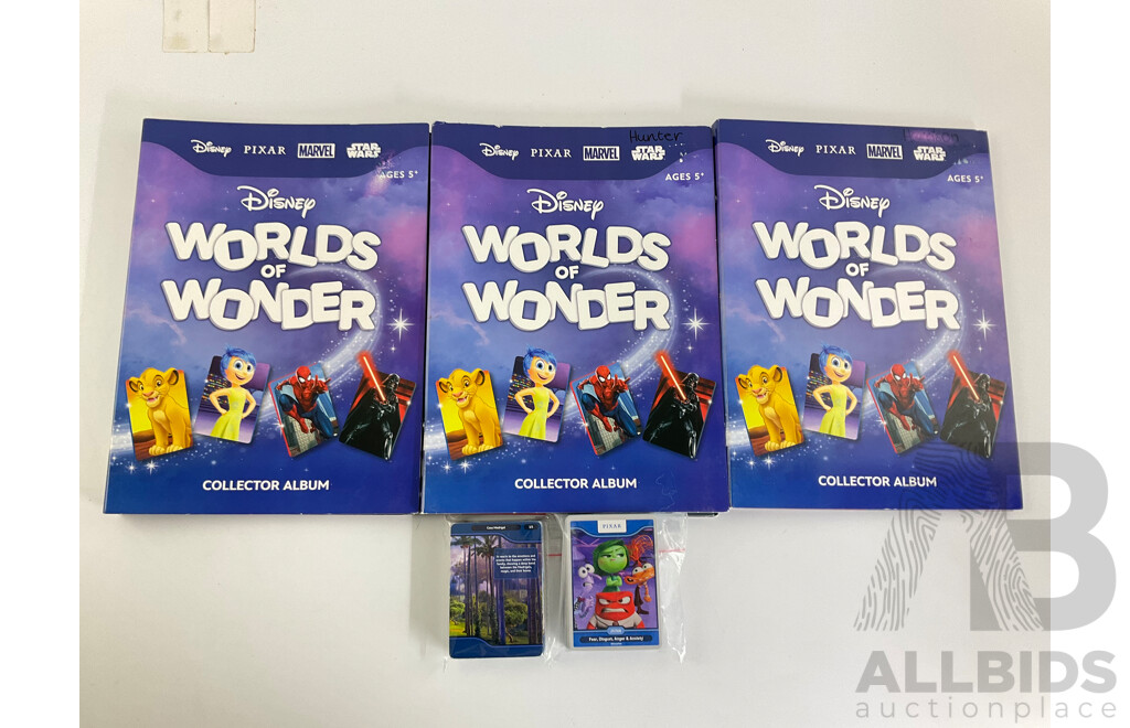 Three Disney World of Wonder Card Albums, Part Filled with Extra Cards