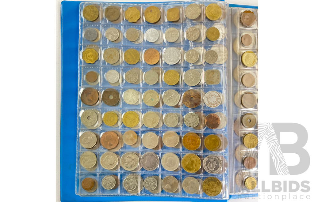 Album of International Coins Including New Zealand, New Caladonia, Fiji, UK, Italy, PNG and More - Approximately 292