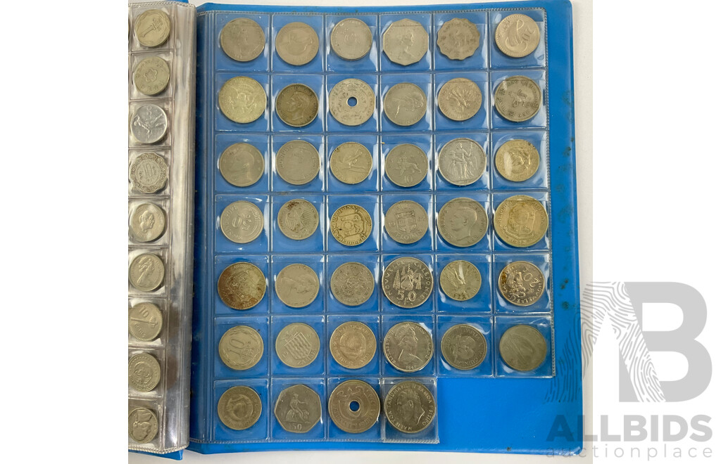 Album of International Coins Including New Zealand, New Caladonia, Fiji, UK, Italy, PNG and More - Approximately 292