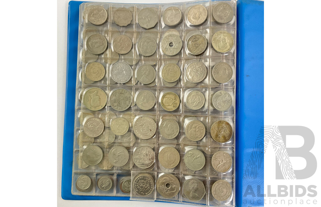 Album of International Coins Including New Zealand, New Caladonia, Fiji, UK, Italy, PNG and More - Approximately 292