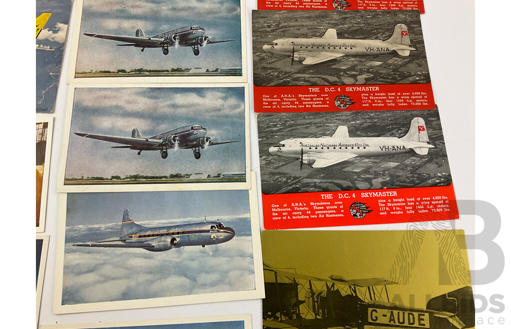 Collection of Early Australian Aviation Post Cards Including Ansett, Qantas, Australian National Airways