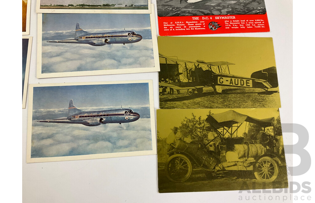 Collection of Early Australian Aviation Post Cards Including Ansett, Qantas, Australian National Airways