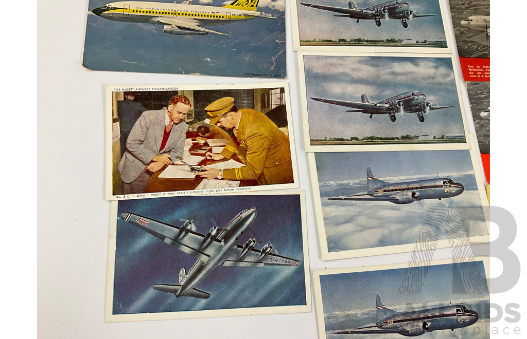 Collection of Early Australian Aviation Post Cards Including Ansett, Qantas, Australian National Airways