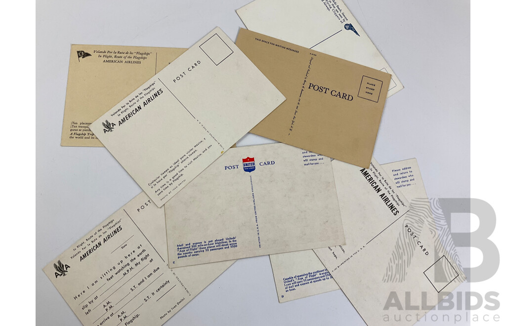 Collection of USA Early Aviation Post Cards Including American Airlines, PAA, United Airlines