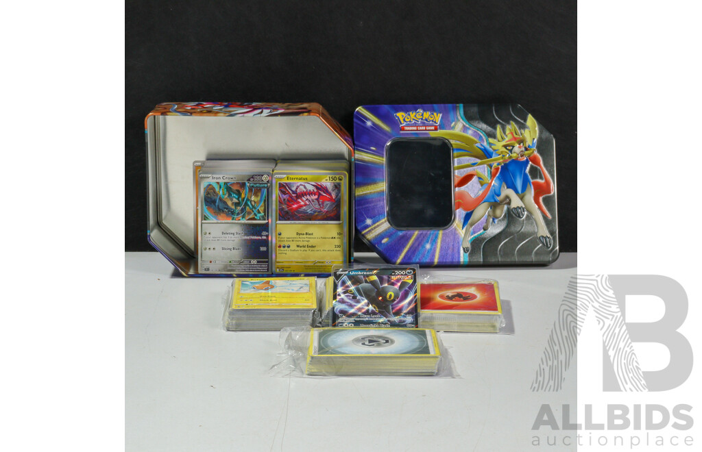 Pokemon Tin with Sealed and Loose Cards Including Umbreon V, Basic, Trainer, Energy and More