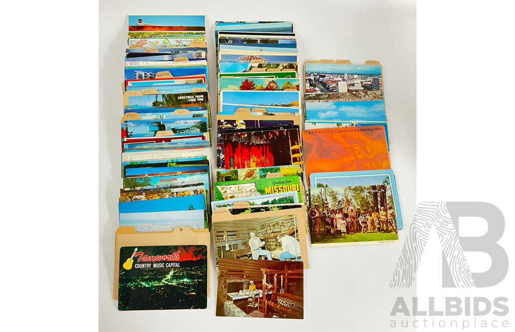 Collection of Vintage Post Cards Including USA, New Zealand, Australia, Japan, Hong Kong, Singapore - Approximately 325