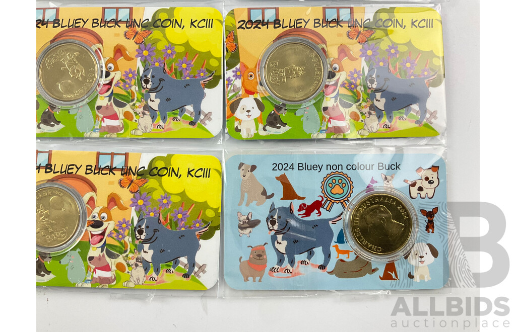 Six Australian 2024 KCIII UNC Commemorative One Dollar Bluey Bucks