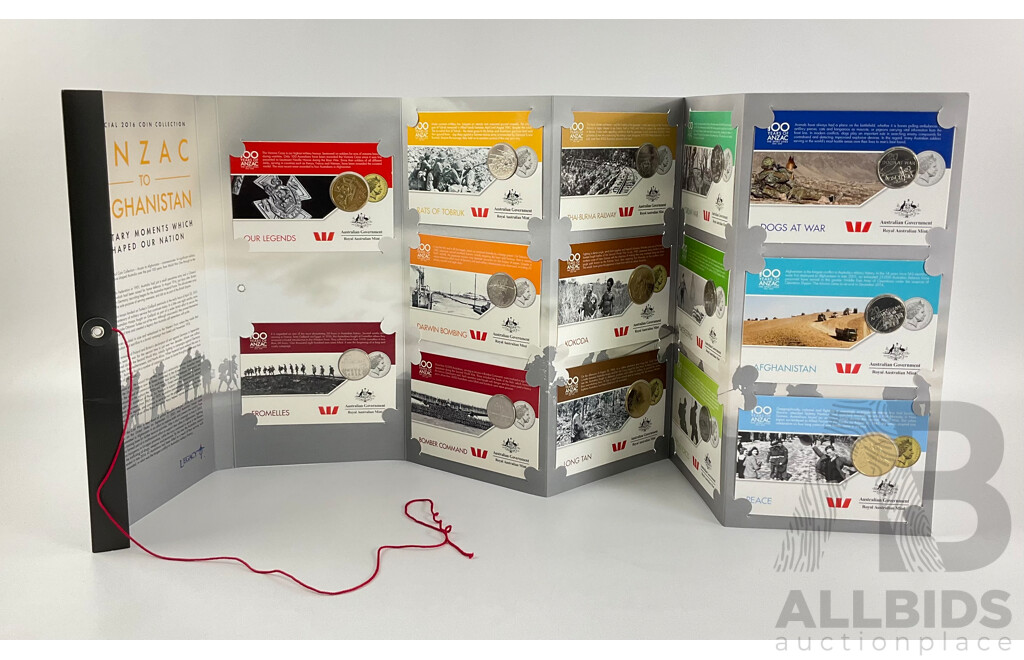 Australian RAM 2016 ANZAC to Afghanistan Ten Twenty Cent, Four Twenty Five Cent Coin Collection