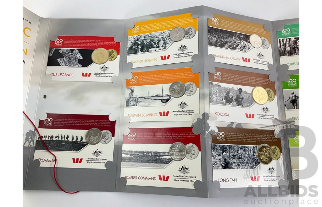 Australian RAM 2016 ANZAC to Afghanistan Ten Twenty Cent, Four Twenty Five Cent Coin Collection