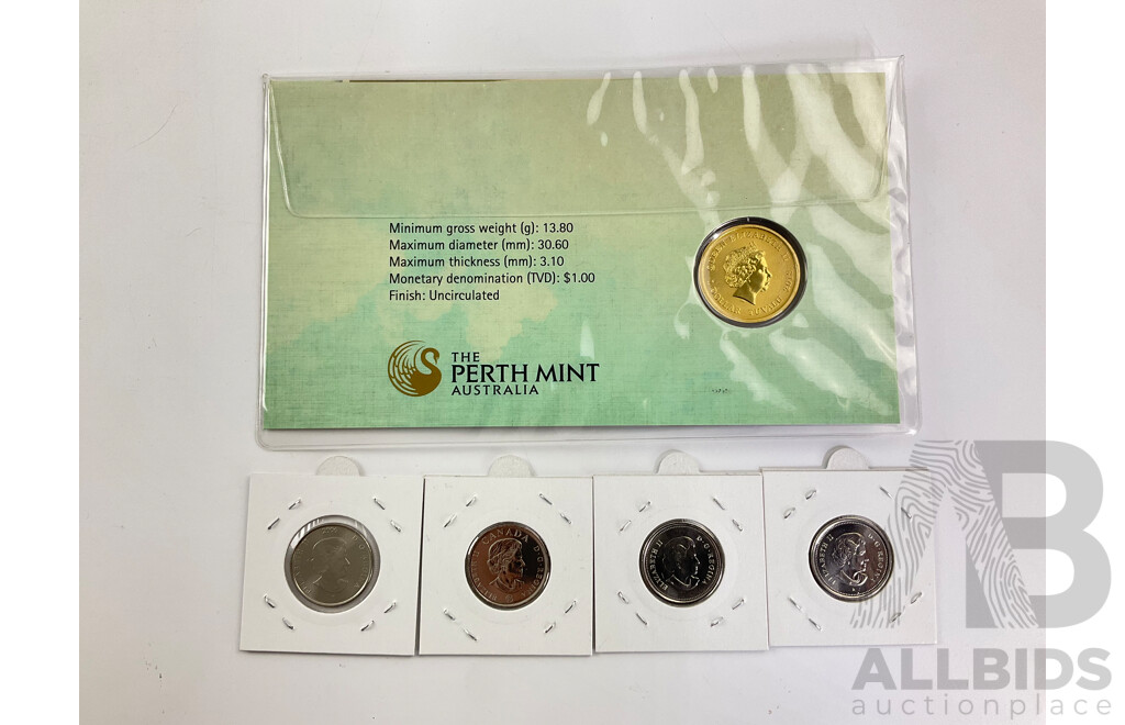 Tuvalu Perth Mint 2013 Australian Shelduck PNC with Three Canadian Coloured Red Poppy Twenty Five Cents, 2006 Pink Ribbon