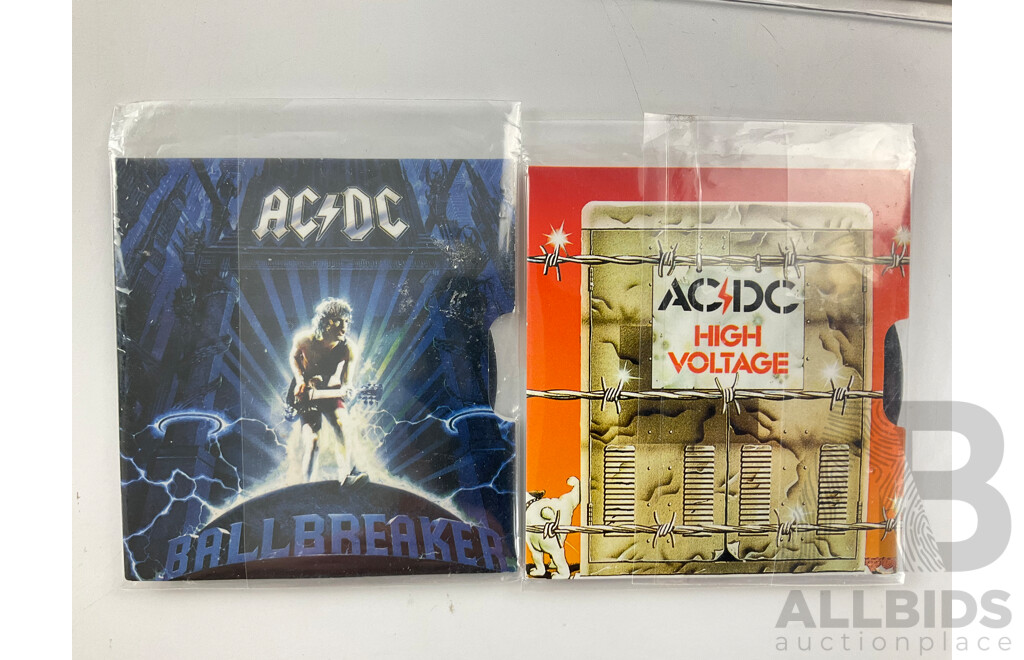 Australian AC/DC Twenty Cent PNCs, 2022 Blow Up Your Video, 2020 Ball Breaker with High Voltage and Ball Breaker UNC Twenty Cent Coins