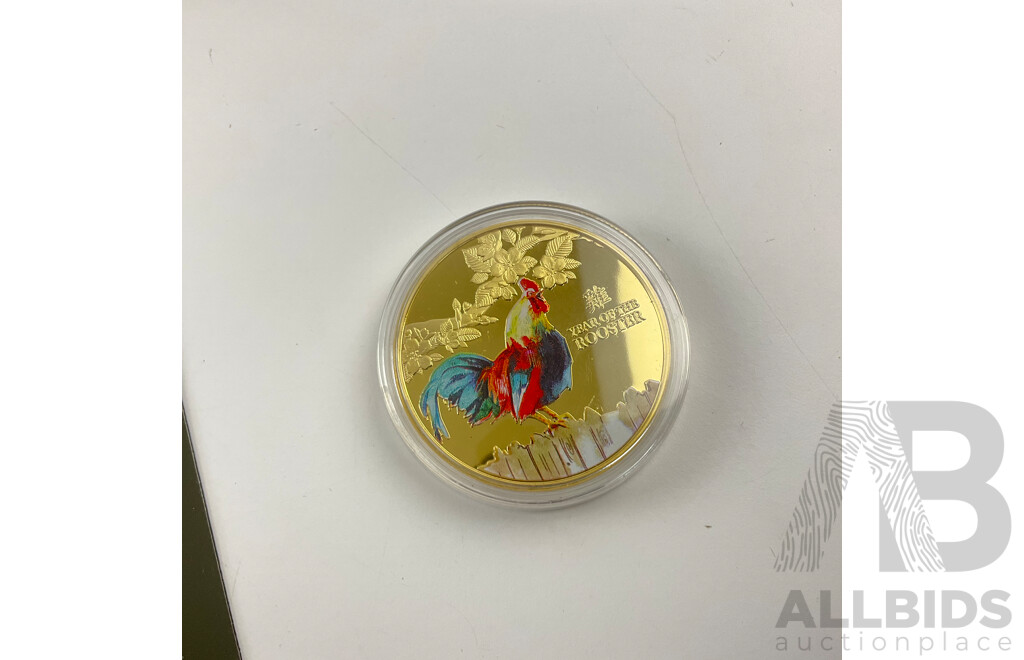 Commonwealth Countries 1982 HRH Princess of Wales Twenty First Birthday Mint Stamp Album and Niue 2017 Year of the Rooster Coin