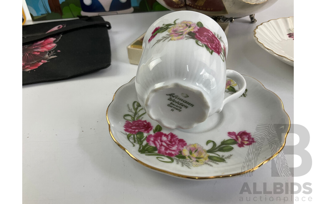 Boxed Trump Card Game, Boxed Avanti Cookie Press, Boxed VW Camper Van Tea Pot, Imperial Silver Plate Tea Pot, Vintage Country Life Cigarettes Tin, Seltmann Germany Tea Cup and Saucer, Leather Liverpool Coasters