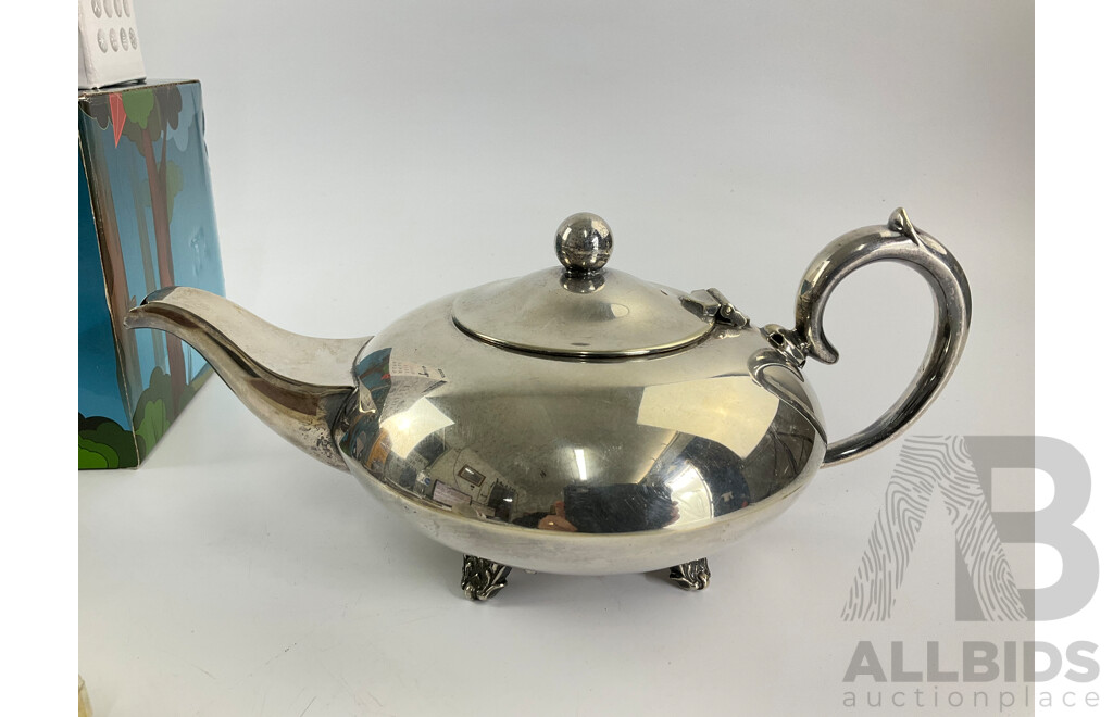 Boxed Trump Card Game, Boxed Avanti Cookie Press, Boxed VW Camper Van Tea Pot, Imperial Silver Plate Tea Pot, Vintage Country Life Cigarettes Tin, Seltmann Germany Tea Cup and Saucer, Leather Liverpool Coasters