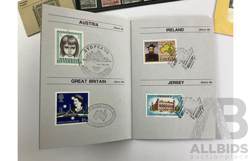 Collection of Commonwealth Countries Stamps Including Mint Christmas Islands 1977 Mini Sheets, Canada Mint Stamp Booklets, New Zealand 1930's 40's, Cocos Island Mint Stamp Pack, 1988 Philatelic Pass Port...........