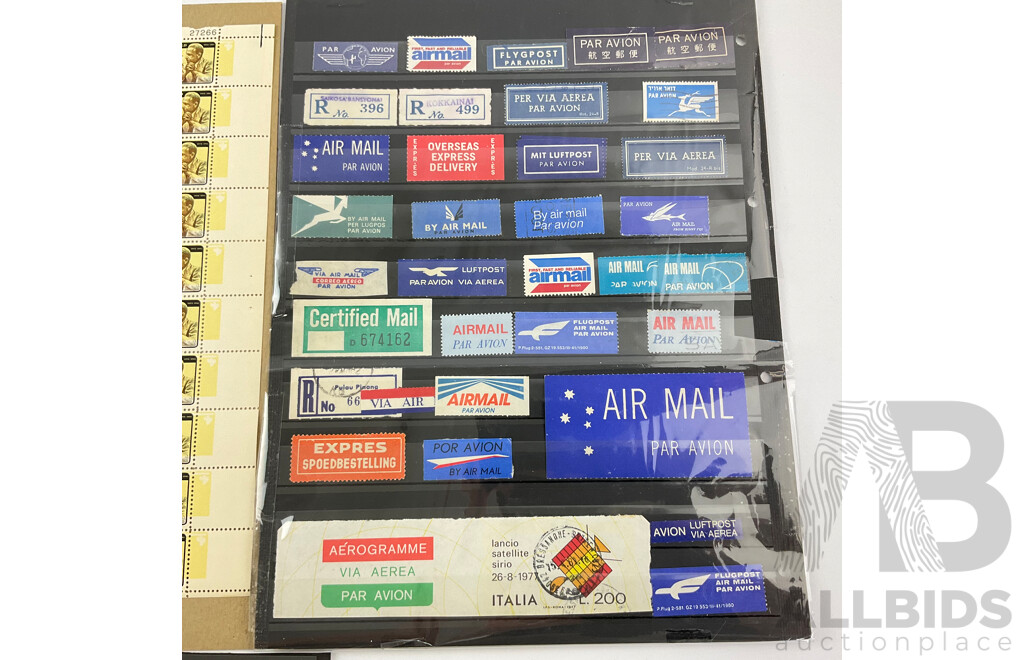 USA Mint Stamp Sheet, Four Cent Dag Hammarskjold, Collection of Air Mail Stamps, Japan 1909 Revenue Stamp