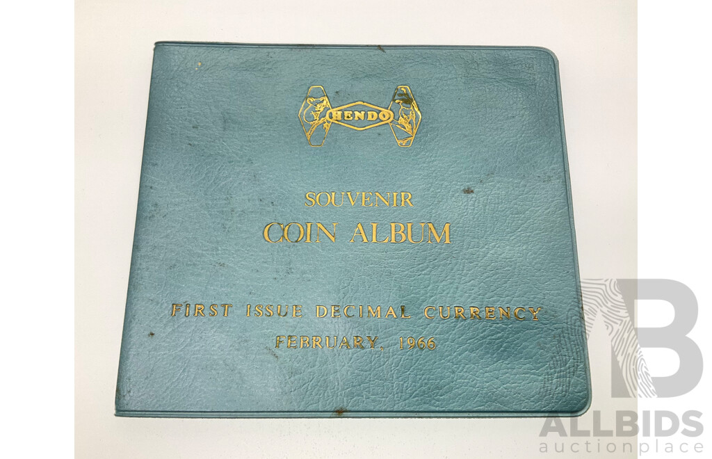 Australian 1966 Hendo First Issue Decimal Currency Souvenir Coin Album with 1966 Silver Round Fifty Cent .800