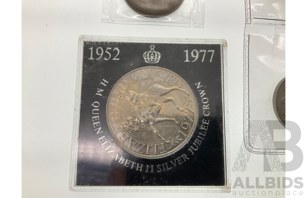 Three Australian KGV Pennies Including 1911, 1912, 1920 Four High Grade Twenty Cents, 1966, 1967, 1970, 1973, United Kingdom 1977 Jubilee Crown, 1980 Queen Mother Crown, Austria 1947 One Shilling