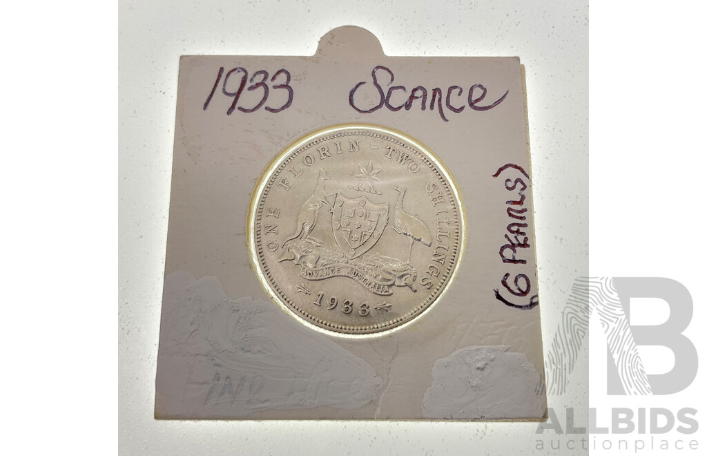 Australian 1933 KGV Silver Florin .925