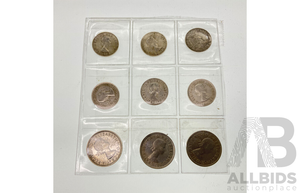 Six Australian QE2 Silver Threepence 1953(3) 1956, 1958, 1963 and Three Sixpence, 1954, 1962, 1963  .500