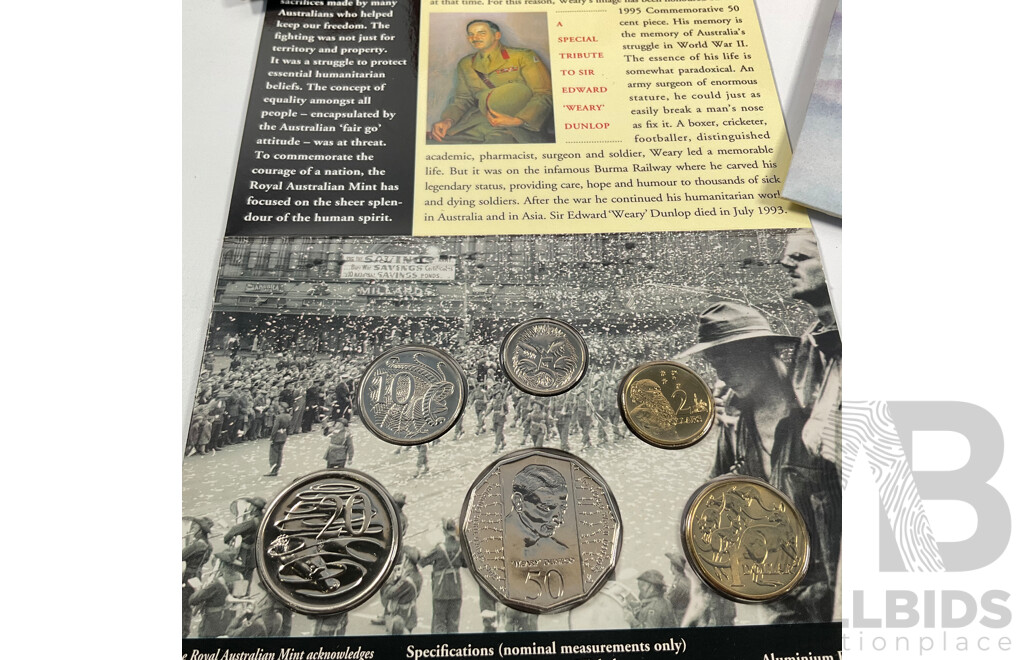 Australian 1990 Eight Proof Coin Set, 1993 Six UNC Coin Set, 1995 Six UNC Coin Set